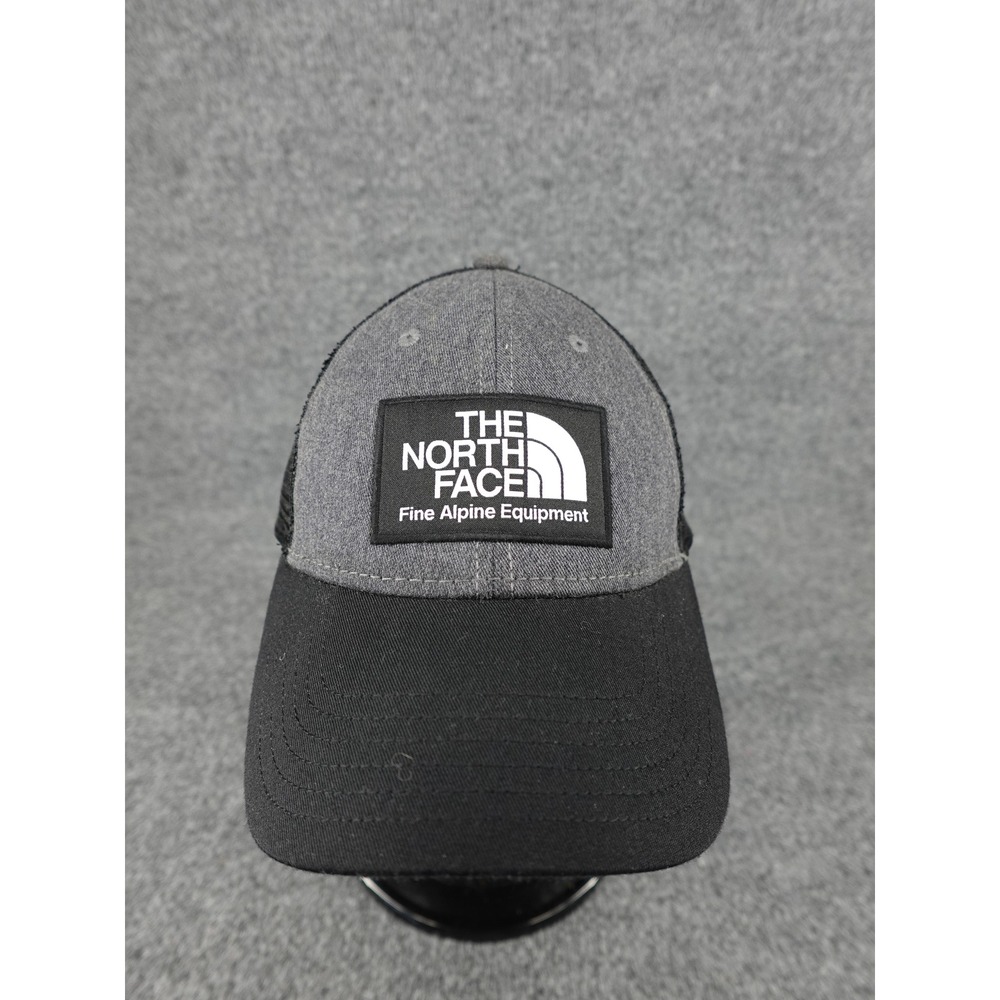 The North Face Trucker Hat Unisex OSFA Grey Black Mesh Snapback Logo Patch